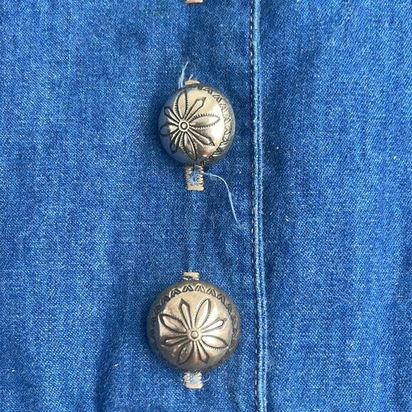 Vintage Double D Ranch Brand western long sleeve 1/4 button up denim maxi dress - Picture 5 of 8